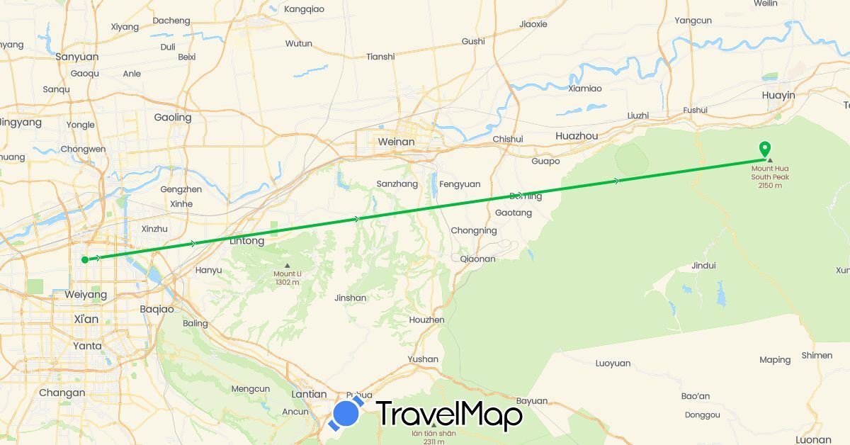 TravelMap itinerary: bus in China (Asia)